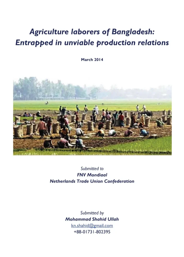 Agriculture Labourers of Bangladesh: Entrapped in Unviable Production Relations